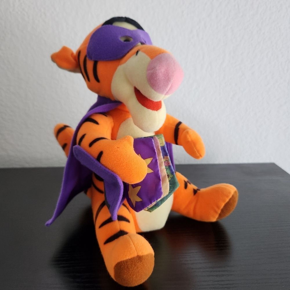 Mattel Disney Superhero Tigger Plush Toy With Attached Book, Mask and Cape 1995